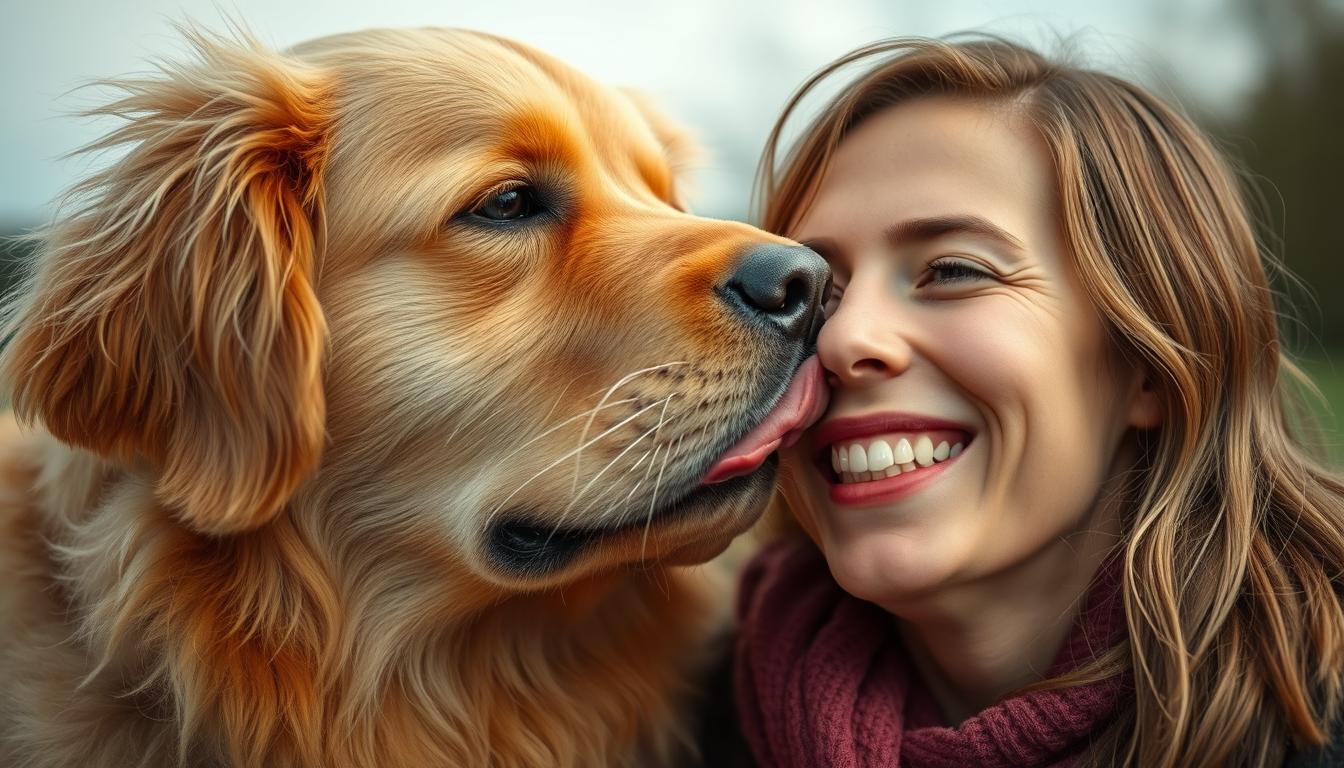 Hund leckt Menschen Kommunikation